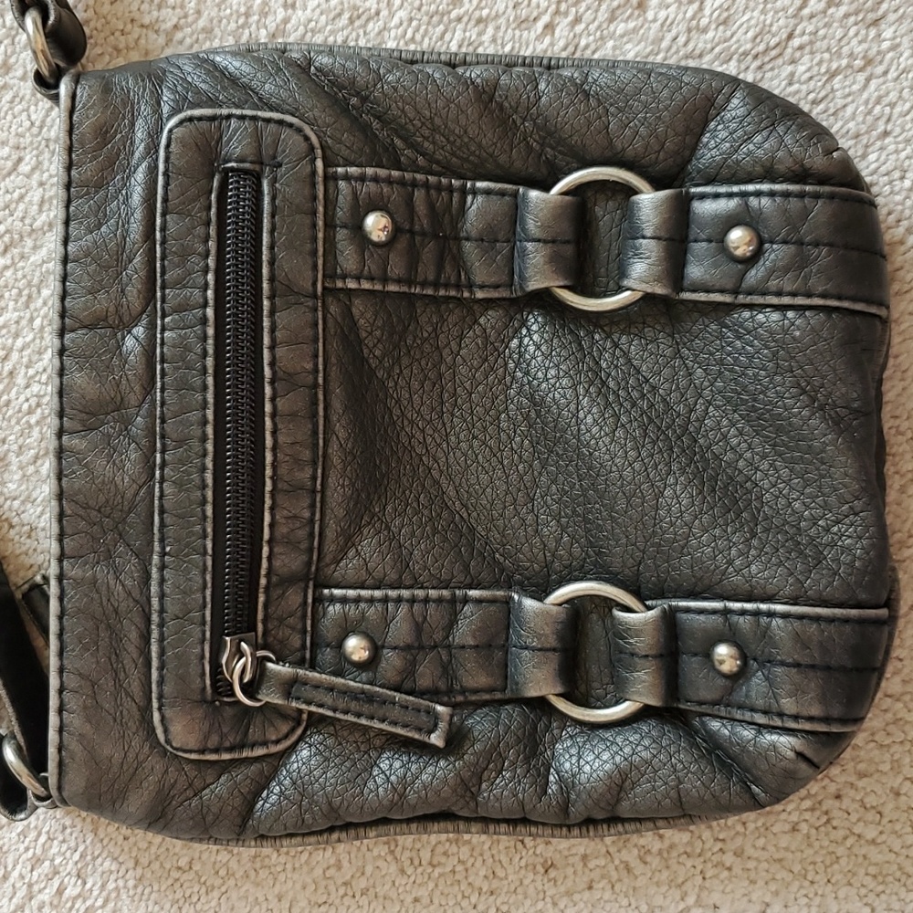 Silver/gray "weathered" crossbody bag